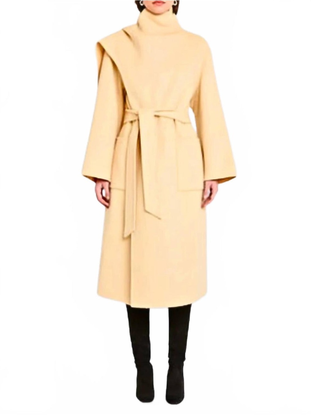 Amanda Uprichard Kennedy Coat in Beige with Belt